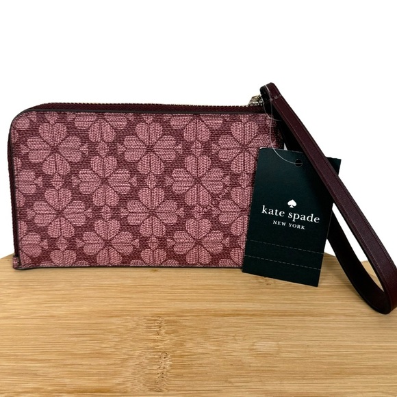 NWT Kate Spade Lucy Small Zip Wristlet – Spade Flower Grenache KH614 - Picture 2 of 8